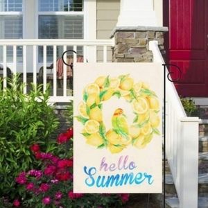 Lemon Theme yellow double sided garden flag NEW